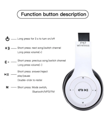 Cuffie Wireless P47 White - Bluetooth headphones 5.0+Edr - con cancellazione del rumore - ingresso memory - pieghevoli! Cuffie Wireless P47 White - Bluetooth headphones 5.0+Edr - con cancellazione del rumore - ingresso memory - pieghevoli!