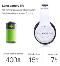 Cuffie Wireless P47 White - Bluetooth headphones 5.0+Edr - con cancellazione del rumore - ingresso memory - pieghevoli! Cuffie Wireless P47 White - Bluetooth headphones 5.0+Edr - con cancellazione del rumore - ingresso memory - pieghevoli!
