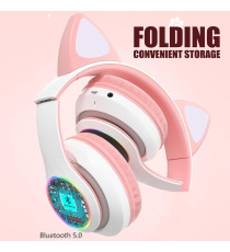 Cuffie Wireless B39M gatto pink - Bluetooth headphones 5.0 - luci led rgb - ingresso memory - pieghevoli e richiudibili! Cuffie Wireless B39M gatto pink - Bluetooth headphones 5.0 - luci led rgb - ingresso memory - pieghevoli e richiudibili!