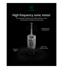 Spazzolino elettrico X-3 black - 4 testine incluse - fino a 42.000 giri/minuto - certificato IPX7 - Batteria 3,7V 500mAh DC 5V