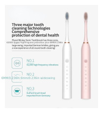 Spazzolino elettrico X-3 black - 4 testine incluse - fino a 42.000 giri/minuto - certificato IPX7 - Batteria 3,7V 500mAh DC 5V