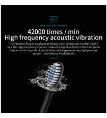 Spazzolino elettrico X-3 black - 4 testine incluse - fino a 42.000 giri/minuto - certificato IPX7 - Batteria 3,7V 500mAh DC 5V