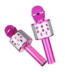 Microfono Wireless pink WS-858 Altoparlante Cassa Integrata Bluetooth Portatile Karaoke in metallo - dimensioni 20x7x7cm Microfono Wireless pink WS-858 Altoparlante Cassa Integrata Bluetooth Portatile Karaoke in metallo - dimensioni 20x7x7cm