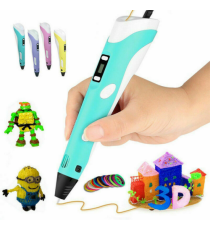 Penna 3D per disegni tridimensionali - Penna per stampa stereoscopica 3D blu + filamento PE12 con alimentatore - 3D PEN