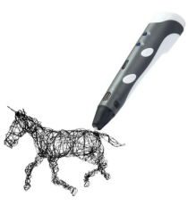 Penna 3D per disegni tridimensionali - Penna per stampa stereoscopica 3D blu + filamento PE12 con alimentatore - 3D PEN