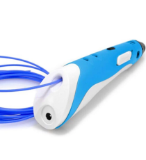 Penna 3D per disegni tridimensionali - Penna per stampa stereoscopica 3D blu + filamento PE12 con alimentatore - 3D PEN