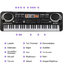 Pianola elettronica digitale PI4 - pianoforte con 61 tasti e microfono - Suono reale e tocco di un vero pianoforte 54x17x4,3cm