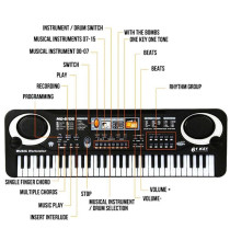 Pianola elettronica digitale PI4 - pianoforte con 61 tasti e microfono - Suono reale e tocco di un vero pianoforte 54x17x4,3cm