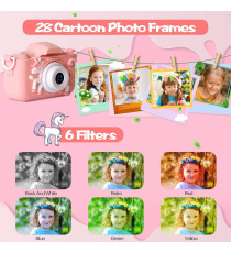 Fotocamera digitale unicorno X5 blu per bambini  - Risoluzione video 1920x1080 foto: 3264x2448 - 20MP schermo 2" doppia lente