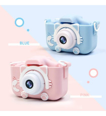 Fotocamera digitale gatto X5 blu per bambini  - Risoluzione video 1920x1080 foto: 3264x2448 - 20MP schermo 2" doppia lente