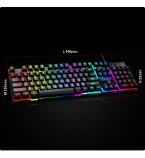 Tastiera gaming illuminata TF20 104 TASTI - Design compatto Dimensioni: 445x135x4mm - cavo usb 1,5 metri - tasto on-off luci Tastiera gaming illuminata TF20 104 TASTI - Design compatto Dimensioni: 445x135x4mm - cavo usb 1,5 metri - tasto on-off luci