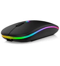 Mouse wireless professionale MR12 nero con luci RGB - ergonomico ottico 4 tasti - wifi 2,4g e Bluetooth 5.0 - dpi 1600 10mt