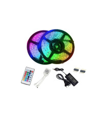 Striscia led smd 2835 IP 20 con illuminazione RGB 5 metri banda con telecomando per modificare intensità e colore - da interno Striscia led smd 2835 IP 20 con illuminazione RGB 5 metri banda con telecomando per modificare intensità e colore - da interno