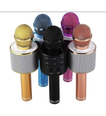 Microfono Wireless black WS-858 Altoparlante Cassa Integrata Bluetooth Portatile Karaoke in metallo - dimensioni 20x7x7cm