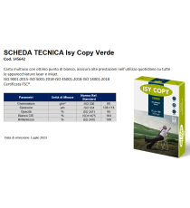 Carta fotocopie A4 Isy Copy Verde 80gr - bianca - 500ff - in risma - bianco elevato - Certificata FSC,ECF,ECOLABEL,ISO9706 Carta fotocopie A4 Isy Copy Verde 80gr - bianca - 500ff - in risma - bianco elevato - Certificata FSC,ECF,ECOLABEL,ISO9706
