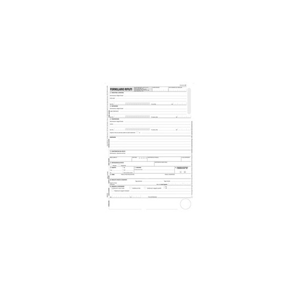 Formulario dei rifiuti snap - 4 copie - DU18583030F - Data Ufficio