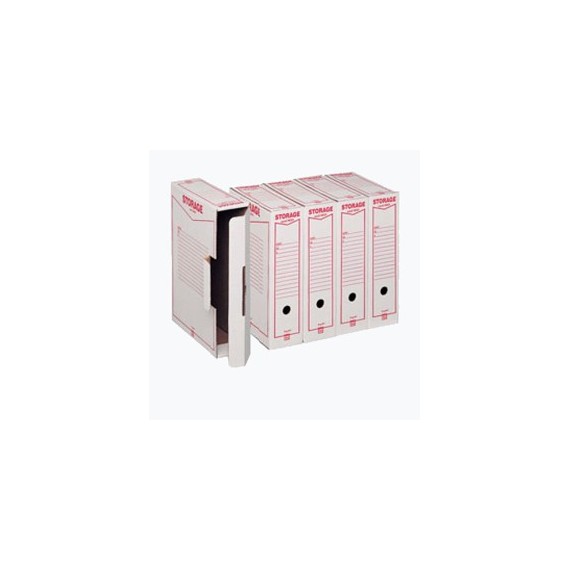 Scatola archivio Storage - A4 - 8,5x31,5x22,3 cm - bianco e rosso - 1