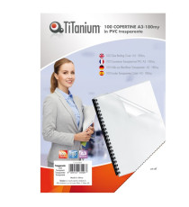 Copertine rilegatura - A3 - 180 micron - PVC - neutro trasparente - Titanium - scatola 100 pezzi Copertine rilegatura - A3 - 180 micron - PVC - neutro trasparente - Titanium - scatola 100 pezzi