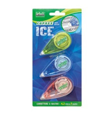Correttore a nastro Mini roller  - 4,2mm x 7mt - versione Ice - Lebez - conf. 3 pezzi Correttore a nastro Mini roller  - 4,2mm x 7mt - versione Ice - Lebez - conf. 3 pezzi