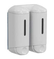 Dispenser a muro Double Shower Small - per hotel - 0,17 L - bianco - Mar Plast Dispenser a muro Double Shower Small - per hotel - 0,17 L - bianco - Mar Plast