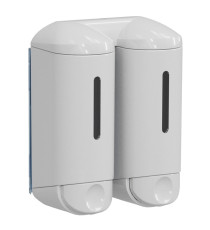 Dispenser a muro Double Shower Small - per hotel - 0,17 L - bianco - Mar Plast Dispenser a muro Double Shower Small - per hotel - 0,17 L - bianco - Mar Plast