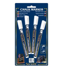 Marcatore a gesso liquido - punta fine da 1,00-2,00 mm - bianco - Securit - conf. 4 pezzi Marcatore a gesso liquido - punta fine da 1,00-2,00 mm - bianco - Securit - conf. 4 pezzi