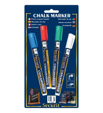 Marcatore a gesso liquido - punta fine da 1,00-2,00mm - colore assortiti base - Securit - conf. 4 pezzi Marcatore a gesso liquido - punta fine da 1,00-2,00mm - colore assortiti base - Securit - conf. 4 pezzi