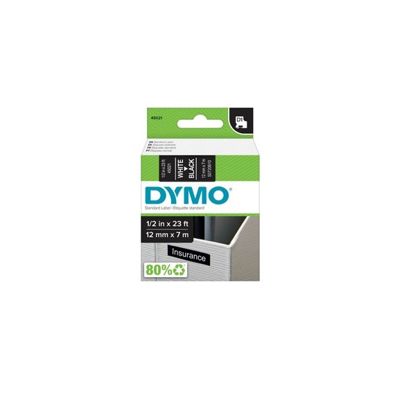 Nastro D1 450210 - 12 mm x 7 mt - bianco/nero - Dymo