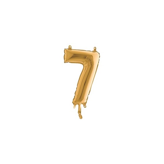 Palloncino - numero 7 - H 36 cm - mylar - oro - Big party