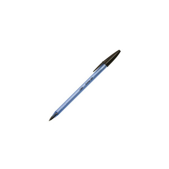 Penna a sfera con cappuccio Bic Cristal nera - tratto 1 mm - fusto  trasparente (conf. 50)