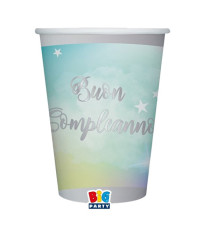 Bicchiere Soft Rainbow - Buon Compleanno - 200 ml - carta - Big Party - conf. 8 pezzi Bicchiere Soft Rainbow - Buon Compleanno - 200 ml - carta - Big Party - conf. 8 pezzi