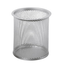 Bicchieri portapenne - rete metallica - 8,5x10 cm - argento - Lebez