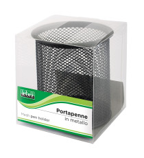 Bicchieri portapenne - rete metallica - 8,5 x 10 cm - nero - Lebez