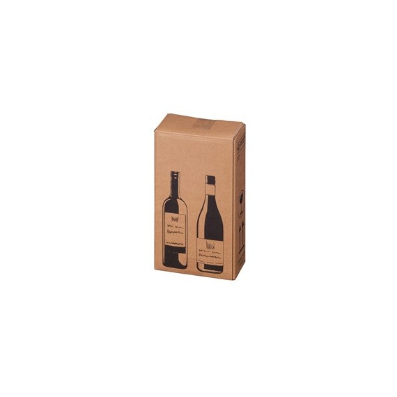 Scatola Wine Pack - 2 bottiglie - 20,4 x 10,8 x 36,8 cm - cartone doppia onda - avana - Bong Packaging - conf. 10 pezzi
