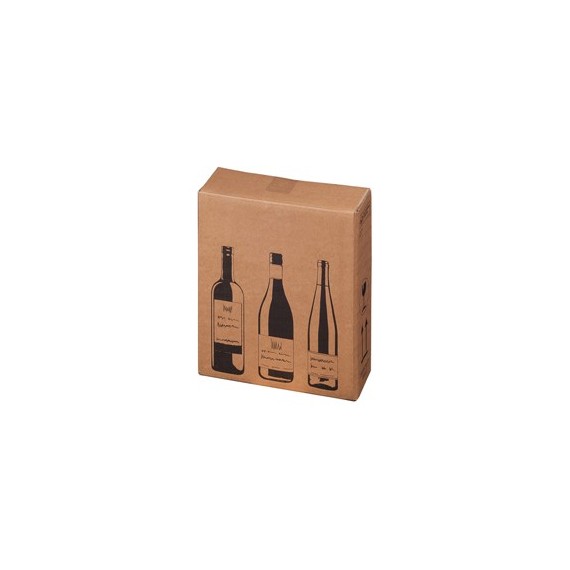 bong packaging scatola wine pack - 3 bottiglie - 30,5 x 10,8 x 36,8 cm - cartone doppia onda - avana - - conf. 10 pezzi