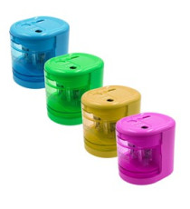 Temperamatite elettrico 4306  con contenitore - 2 fori  - colori assortiti - Lebez Temperamatite elettrico 4306  con contenitore - 2 fori  - colori assortiti - Lebez