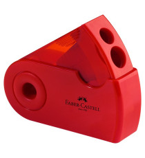 Temperamatite Sleeve con contenitore - 2 fori - con serbatoio - 70x34x20mm - rosso e blu assortiti - Faber-Castell