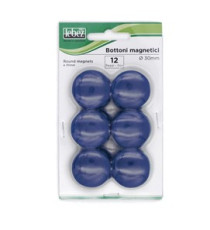 Bottoni magnetici - diametro 3 cm - blu - Lebez - blister 12 pezzi Bottoni magnetici - diametro 3 cm - blu - Lebez - blister 12 pezzi