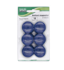 Bottoni magnetici - diametro 3 cm - blu - Lebez - blister 12 pezzi Bottoni magnetici - diametro 3 cm - blu - Lebez - blister 12 pezzi