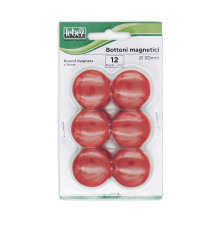 Bottoni magnetici - diametro 3 cm - rosso - Lebez - blister 12 pezzi Bottoni magnetici - diametro 3 cm - rosso - Lebez - blister 12 pezzi