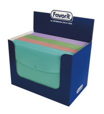 Buste con bottone Pastel - PPL - A4 - colori assortiti - Favorit Buste con bottone Pastel - PPL - A4 - colori assortiti - Favorit