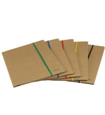 Cartella 3 lembi con elastico piatto colorato - 25 x 35 cm - dorso variabile - cartoncino - avana - Starline