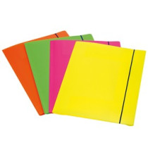Cartella 3 lembi con elastico Shocking File - A4 - dorso 3 cm - PP - colori fluo assortiti - Fellowes