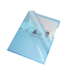 Cartelline a L - PVC - liscio - 21 x 29,7 cm - blu cristallo - Esselte - conf. 25 pezzi