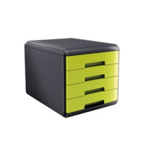 Cassettiera Mydesk - 29,5 x 38,5 x 28,2 cm - 4 cassetti da 4,5 cm - grigio/verde - Arda