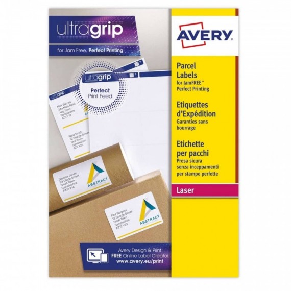 Etichette bianche per indirizzi AVERY Ultragrip? 99,1x67,7 mm - 8 et/foglio - stampanti laser cf. 100 fogli L7165-100