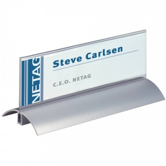 Portanomi da tavolo DURABLE DELUXE argento/trasparente inserto 61x210mm conf. 2 - 820219
