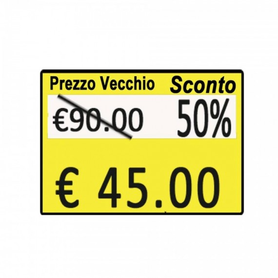 Rotolo da 600 etichette per prezzatrice Printex prezzo/sconto 26x19 mm giallo perm. conf. 10 rotoli - B10/2619/CPGSTS