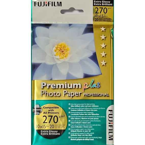 Carta fotografica lucida 10x15cm 270GR 20 fogli Fujifilm WP270GL4R20E  Premium Plus Photo Paper Professional 100x150mm