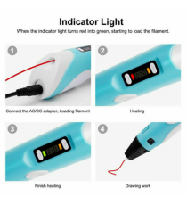 Penna 3D per disegni tridimensionali - Penna per stampa stereoscopica 3D pink + filamento PE12 con alimentatore - 3D PEN